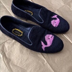 Aristocrat Pink Wales Wool and Leather flats | Chic Wool Loafers with Pink Whale